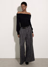 Ribbed Bardot Jumper, Black, large