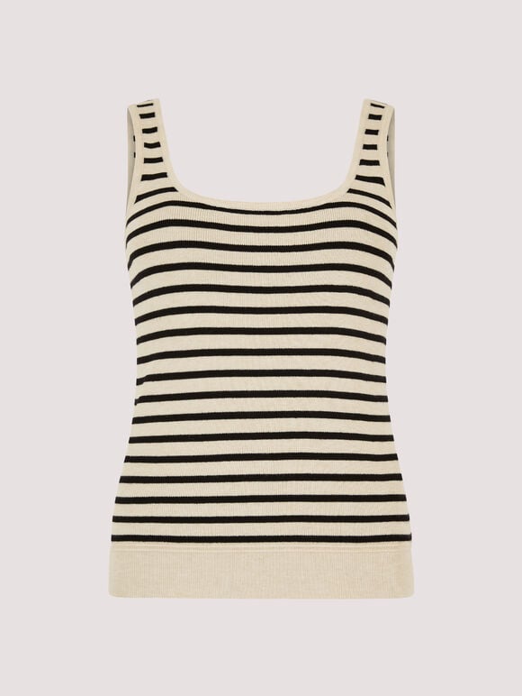 Stripe Knitted Tank Top, Stone, large