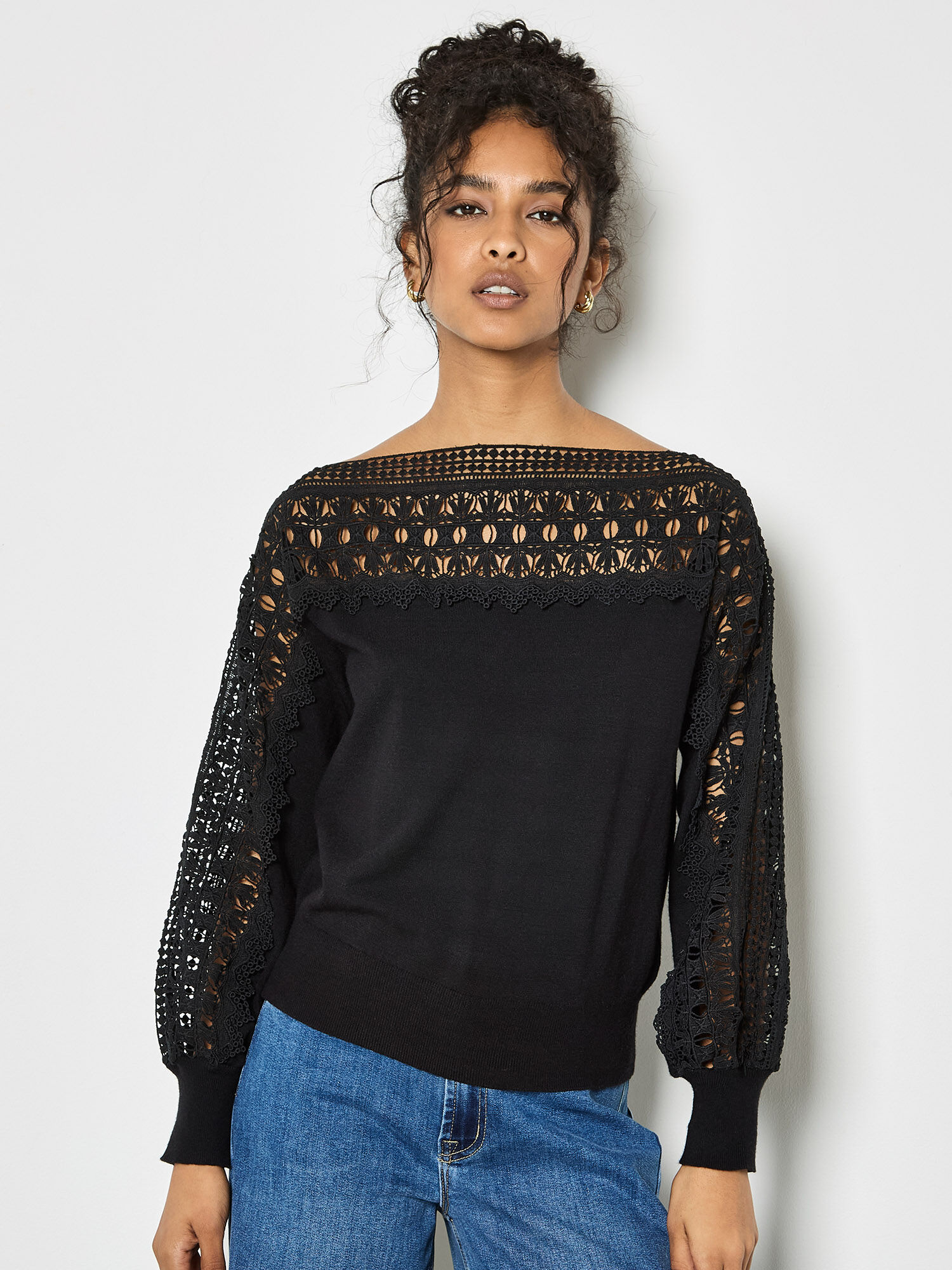 Lace Detail Lightweight Jumper | Apricot Clothing