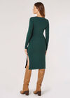 Knitted Wrap Midi Dress, Green, large
