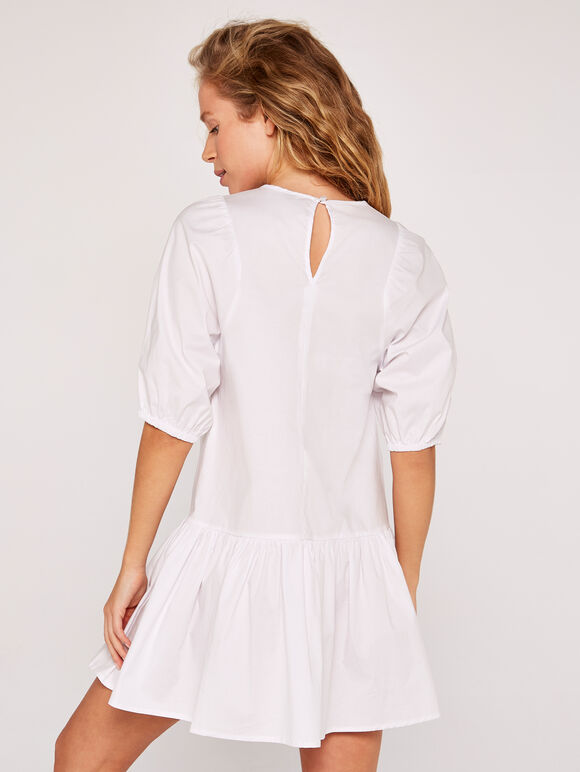 V Yoke Dress, White, large