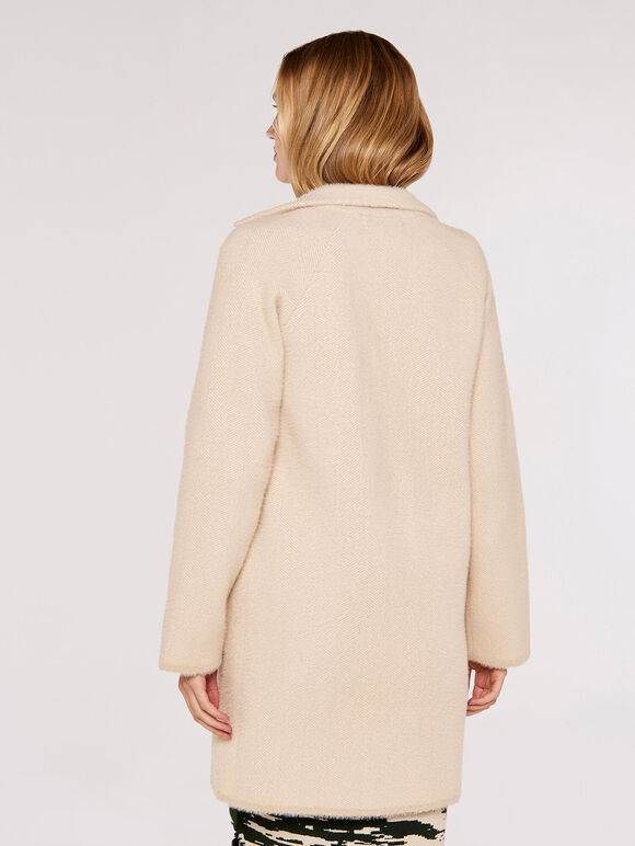 Herringbone Fuzzy  Coatigan, Stone, large