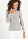 Ribbed Metallic Choker Jumper, Light Grey / Silver, large