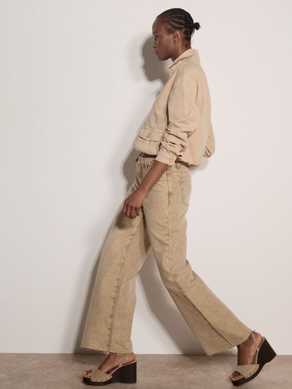 Rei Shimmer Wide-Leg Jeans, Stone, large