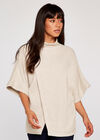 Chunky Rib Knit Wrap Cape, Stone, large