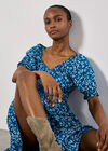 Sarasa Floral Bardot Mini Dress, Blue, large