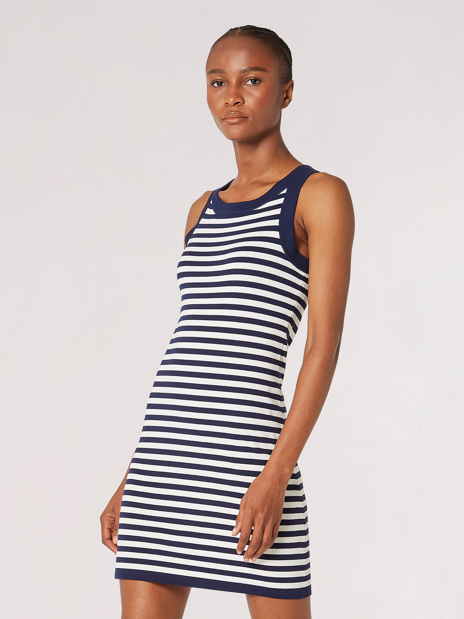 Stripe Knitted Bodycon Mini Dress Apricot Clothing