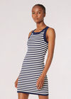 Stripe Knitted Bodycon Mini Dress, Navy, large