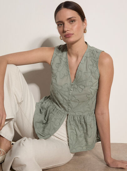 Floral Embroidered Peplum Top