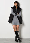 Stripe Cuff Fit And Flare Knit Mini Dress, Grey, large
