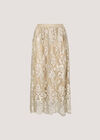Shimmer Mesh Floral Embroidered Midi Skirt, Stone, large