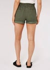 Denim Turn Up Shorts, Khaki, large