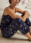 Botanical Print Wide Leg Trouser, Navy, large