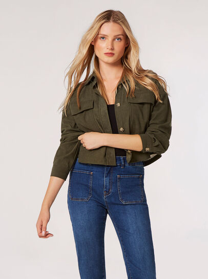 Cropped Corduroy Shacket