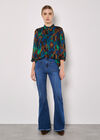 Ikat Print Chiffon Blouse, Teal, large