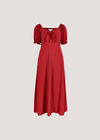 Tie Detail Milkmaid Midaxi Dress, Red, large