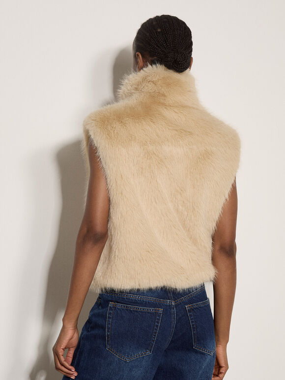 Faux Fur Gilet, Stone, large