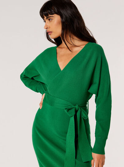 Knitted Wrap Midi Dress