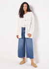 Chunky Patchwork Oversized Cardigan, Stone, large