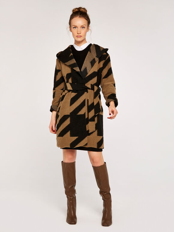 Hooded Oversized Coat, Stone, large