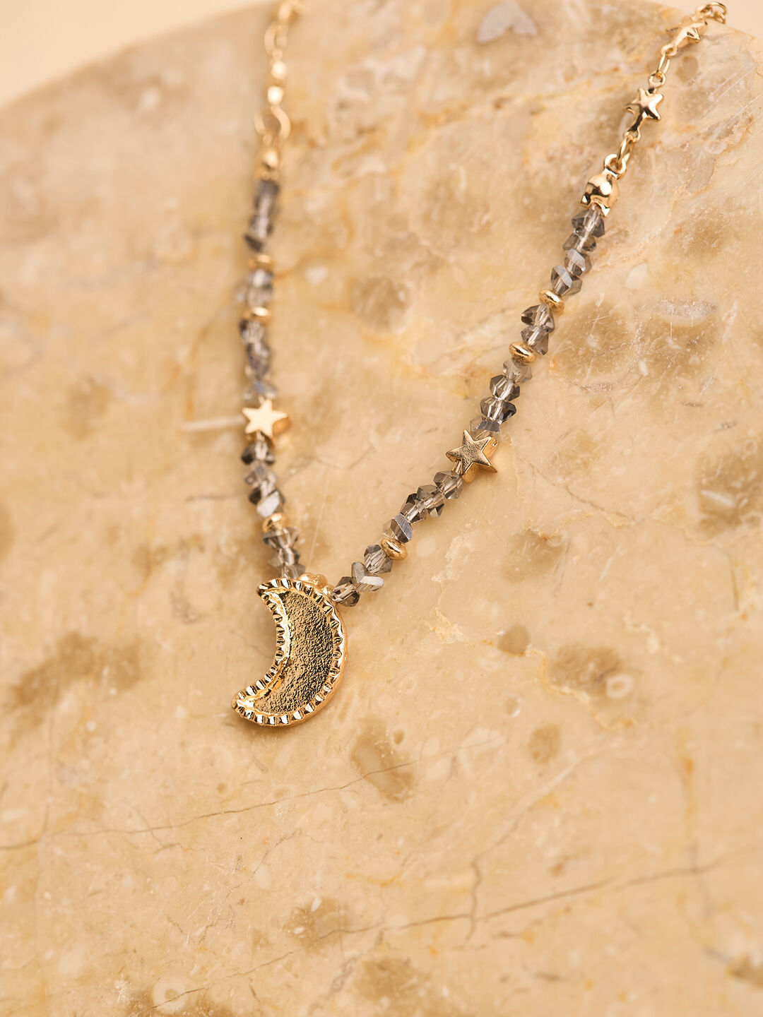 Image of Gold Tone Stone And Moon Pendant Necklace