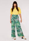 Palm Print Wrap Trousers, Navy, large