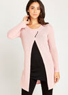 Button Detail Waffle Top, Pink, large