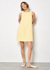 Floral Embroidered Shift Mini Dress, Yellow, large