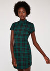 Plaid Knit Jacquard Dress, Black, large
