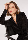 Animal Print Burnout Velvet Shirt, Black, large