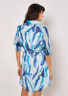 Painterly Swirls Shirt Mini Dress, Blue, large