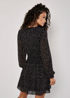 Spot Print Chiffon Mini Dress, Black, large