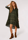 Diamond Print Shirt Mini Dress, Khaki, large