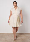Linen Blend Shirt Mini Dress, Stone, large