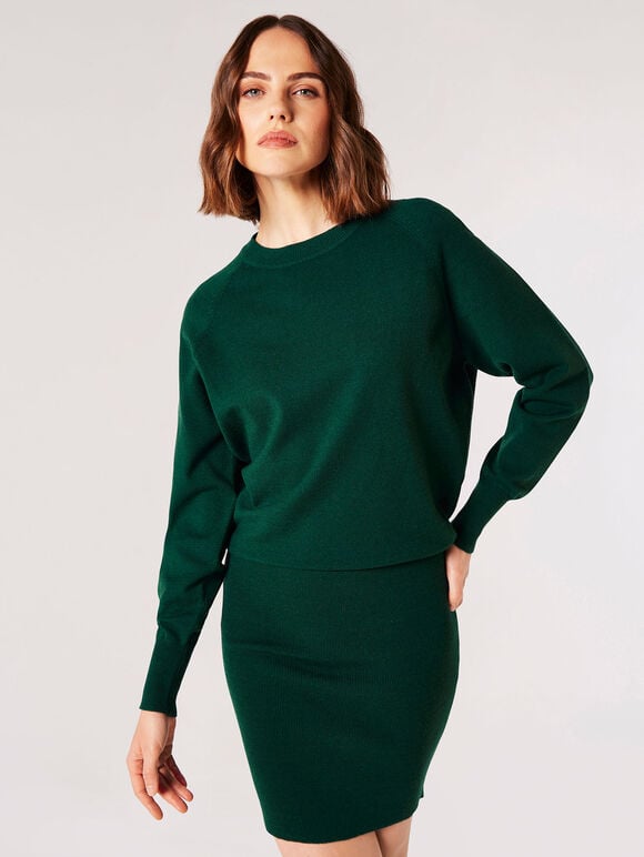2-In-1 Knitted Mini Dress, Green, large