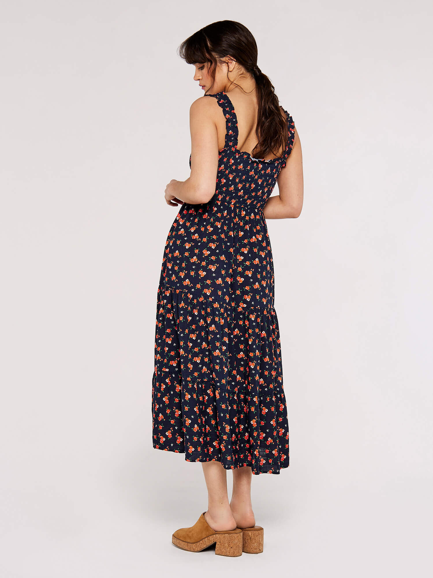 Ditsy Floral Smocked Midi Dress