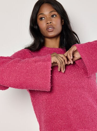 Curve Bell Sleeve Boucle Jumper