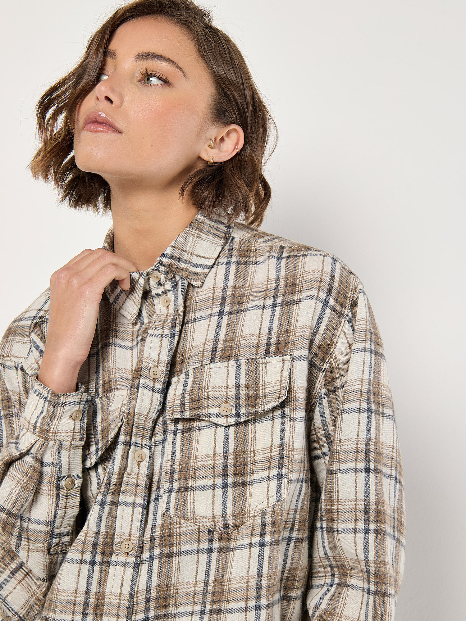 CROPPED SHRITS - graph plaid - サイズ０ Cropped Check Shirt | Apricot Clothing