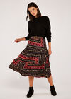 Scarf Print Skirt, Burgundy, large