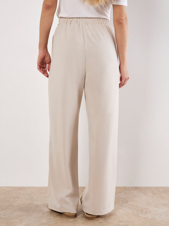 Woven Wide Leg Trousers, Stone, large