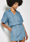 Denim Wrap Mini Skort, Blue, large