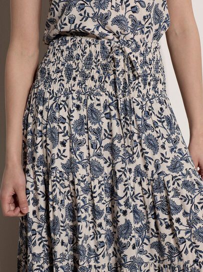 Painterly Paisley Tiered Maxi Skirt