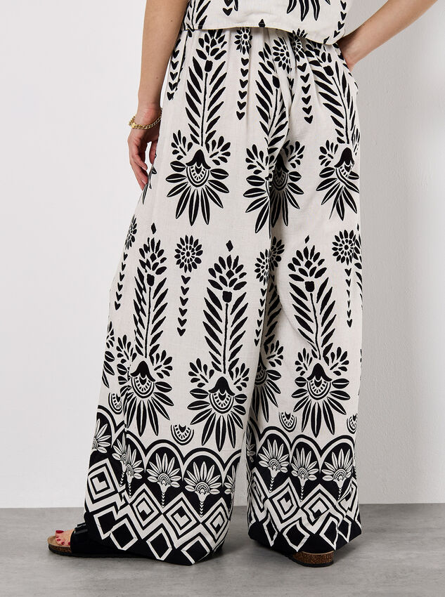Floral Border Trousers, Stone, large