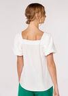 Short Sleeve Milkmaid Top, White, large