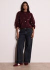 Embroidered Heart Jumper, Plum, large