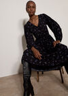 Vintage Floral Smocked Midi Dress, Black, large
