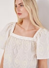 Chevron Embroidered Blouse, Cream, large