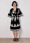 Floral Baroque Smocked Mini Dress, Black, large