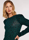 Textured  Flare Shoulder Dress, Green, large