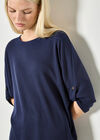 Waffle Knit Button Detail Top, Navy, large